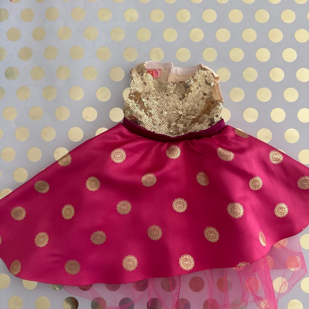 Gold and Pink Polka Dot Dress 18” doll